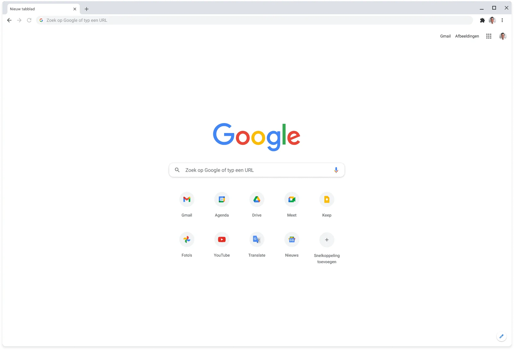 Chrome-browservenster met daarin Google.com.