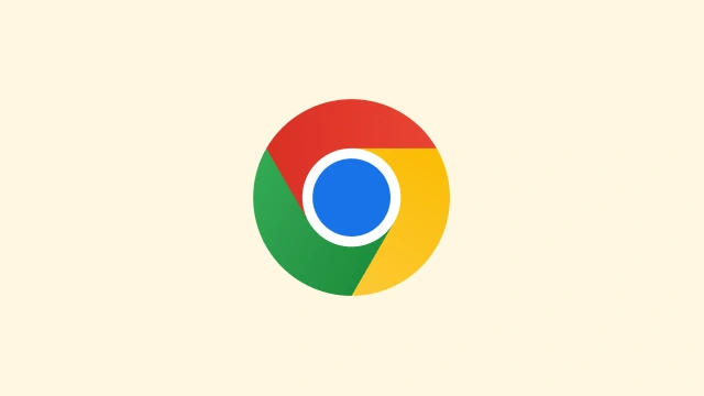 Het logo met de Chrome-bal tegen een gele achtergrond.